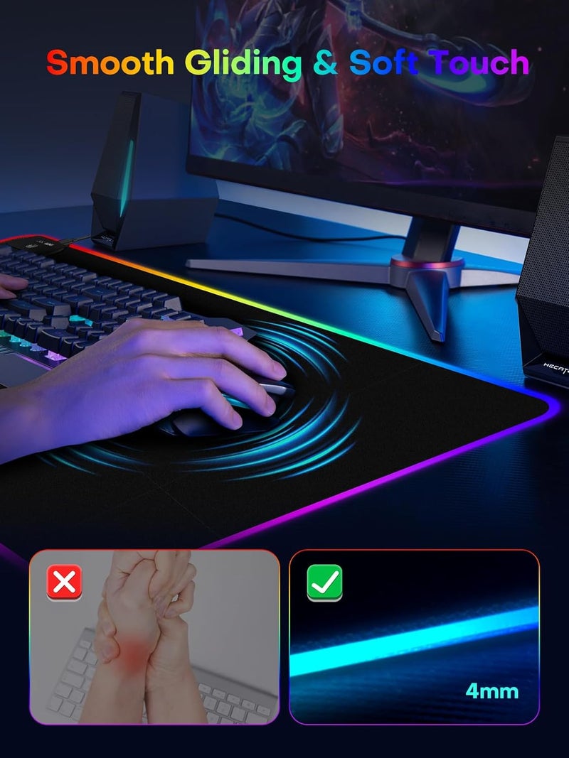 abc.mat 2-in-1 RGB Gaming Mouse Pad with Wireless Charging, 31.5"x15.8" Large, 24 Light Effects, Non-Slip Base, Waterproof Ultra-Smooth Surface, No Adapter - Image 5